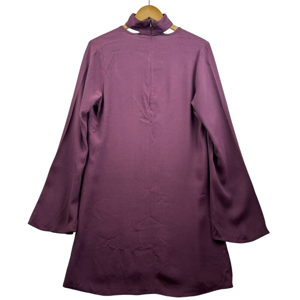 FLYNN SKYE WOMEN'S CHOKER MINI DRESS LARGE Y2K PLUM BELL SLEEVE ROMANTIC GOTH - Picture 3 of 7